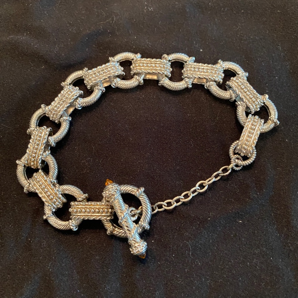 Judith Ripka, 925 sterling silver toggle clasp bracelet (extra long)